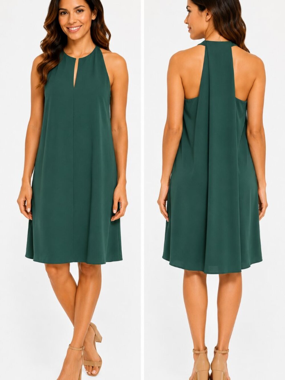 LOFT Emerald Green Halter Swing Dress Size Small